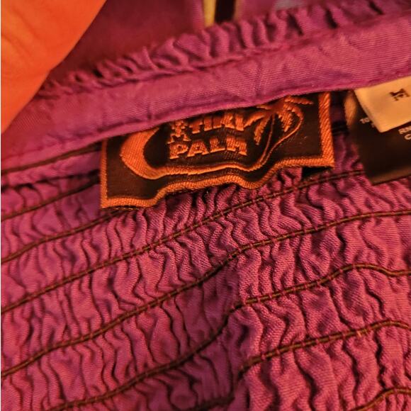 Tiki Palm Purple Metallic Butterfly Tube Dress Med Indie Y2K Beachy Boho Vacay - Picture 7 of 11